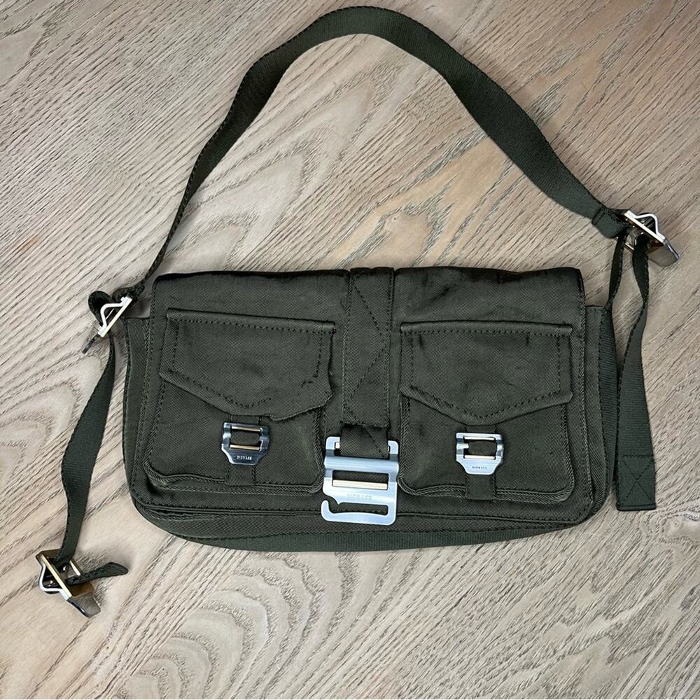 Dion Lee Utility Shoulder Bag Olive Green Twill Cargo Pockets Nylon Strap Y2K